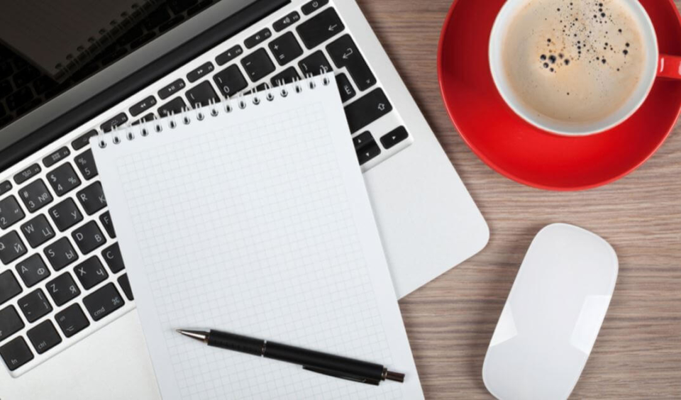 latop coffee and notebook