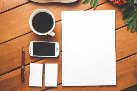 blank page with coffee