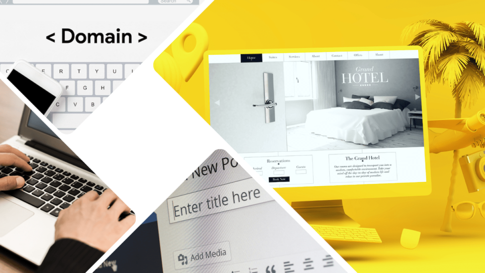 what is domain authority and how to improve it - images of website pages and wordpress article