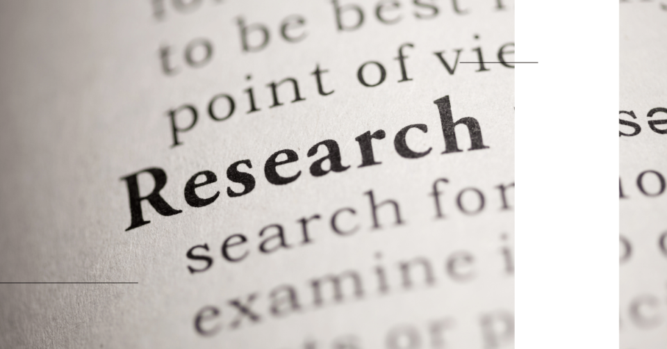 image of keyword research in a book